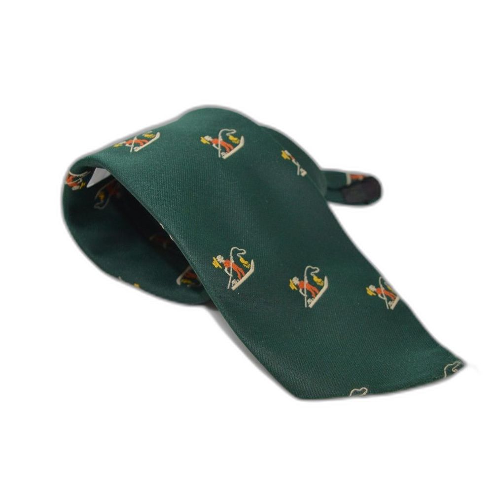 Vintage MCM Bost Neckwear Fishing Funny Boat Embroidered Neck Tie